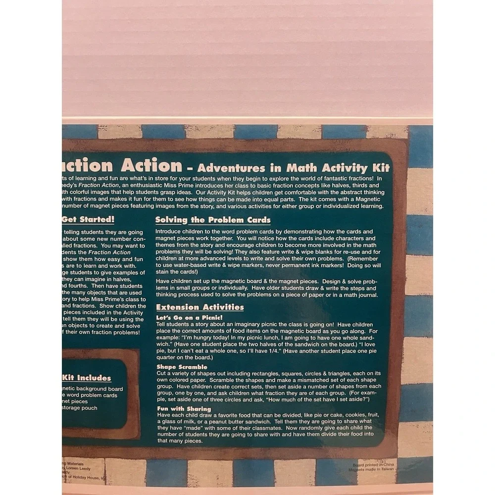 Vintage Lakeshore Fraction Action Complete Activity Kit NEW SEALED Loreen Leedy